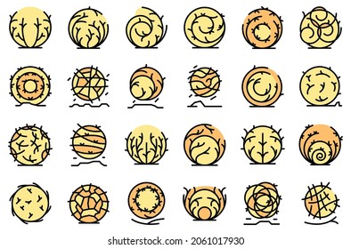 Tumbleweed icons set outline vector. Western dead. Weed ball