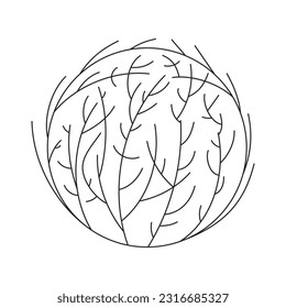 Tumbleweed rolling flat monochrome isolated vector object. Dry bush. Wild grass. Desert wind. Editable black and white line art drawing. Simple outline spot illustration for web graphic design