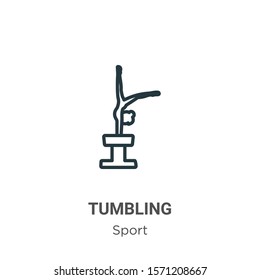 Tumbling outline vector icon. Thin line black tumbling icon, flat vector simple element illustration from editable sport concept isolated on white background