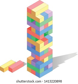 Tumbling Tower Toy, Isometric Draw