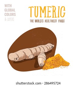 Tumeric. Vector Illustration Eps10 File. Global Colors&layers.