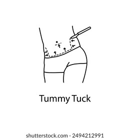  Tummy Tuck, Abdominoplasty, Stomach Surgery, Cosmetic Surgery, Body Contouring, Tummy Tuck Icon, with editable stroke.