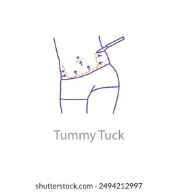  Tummy Tuck, Abdominoplasty, Stomach Surgery, Cosmetic Surgery, Body Contouring, Tummy Tuck Icon, with editable stroke.