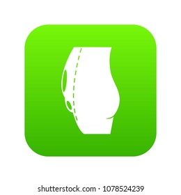 Tummy tuck icon green vector isolated on white background