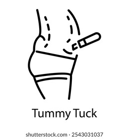 Ícone de Tummy tuck em estilo linear 