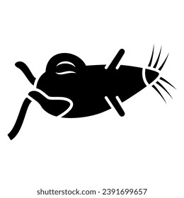 Tumor of internal organs in domestic rat solid icon, Diseases of pets concept, rodent with cancer sign on white background, Tumor in rat icon in glyph style for mobile. Vector graphics