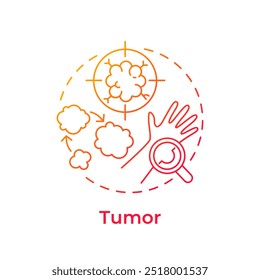 Tumor red gradient concept icon. TNM system. Cancer diagnostics. Cell growth. Malignant neoplasm. Round shape line illustration. Abstract idea. Graphic design. Easy to use in article