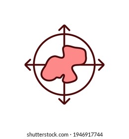 Tumor Size Measurements RGB Color Icon. Cancerous Solid Tissue Mass. Unchecked Skin Mutations Growth. Fastest-moving Cancer. Abnormal, Asymmetrical Skin Conditions. Isolated Vector Illustration