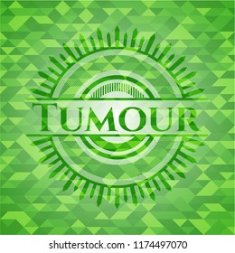 Tumour green emblem with mosaic ecological style background