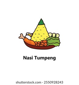 Ilustración vectorial de comida tradicional indonesia de Tumpeng