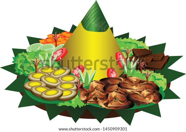 Tumpeng Rice Javanese Traditional Celebraion Food Stock Vector Royalty