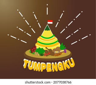 Tumpeng rice logo. Tumpeng rice icon. tumpeng rice background. Vector design illustration. Tumpengku is rice in the form of small mountains made during big day celebrations or alms events in Indonesia