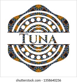 Tuna arabic badge background. Arabesque decoration.