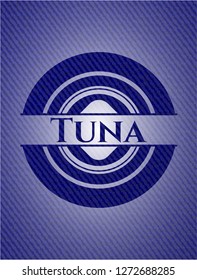 Tuna badge with denim background