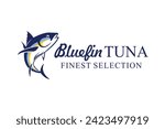 Tuna badge logo, bluefin tuna stamp logo