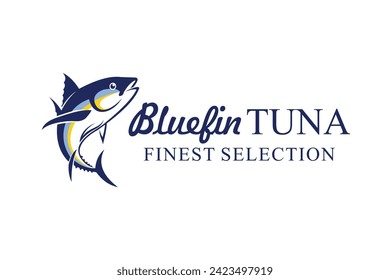 Tuna badge logo, bluefin tuna stamp logo