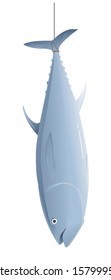 tuna being caught,hanging tuna illustration - vector