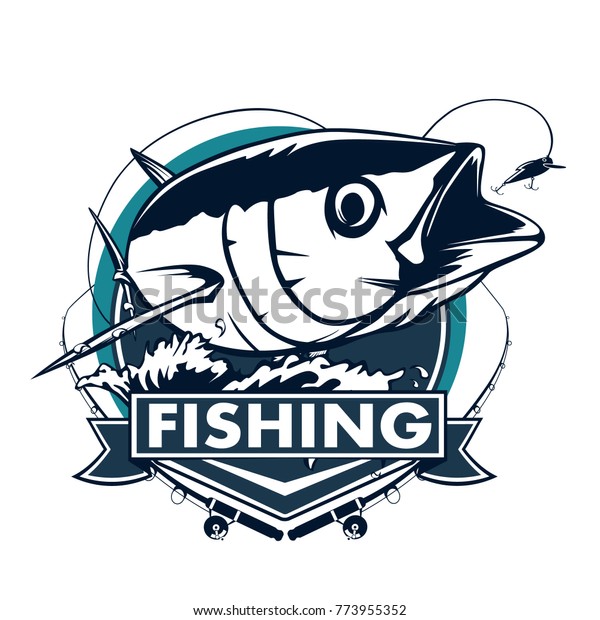 Tuna Big Fishing On White Logo Stock Vector (Royalty Free) 773955352