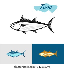 Tuna black silhouette. Simple illustration of a tuna fish.