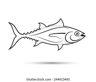 Tuna black and white engraving vector illustration isolated on white background