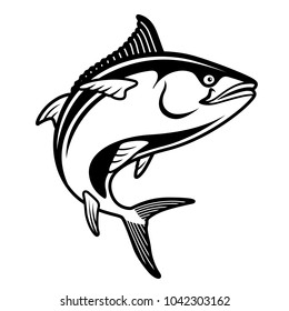 Tuna Blackfin Vector Illustration jump of tuna fish bluefin drawing black