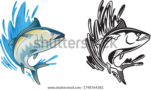 Tuna Blackfin Vector Illustration jump in ocean
wave tuna fish bluefin
drawing