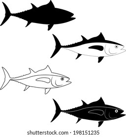 Tuna Blackfin vector silhouette illustration