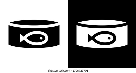 Tuna Can. Glyph Icon In White And Black Version.