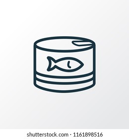 Tuna Can Icon Line Symbol. Premium Quality Isolated Sardine Element In Trendy Style.