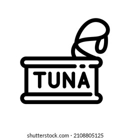 Tuna can line icon. Outline canned fish illustration in simple style. Vector icon for web design isolated on white background.