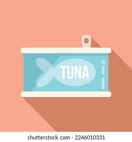 Tuna cat food icon flat vector. Tin can feed. Dry bag
