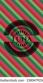 Tuna christmas emblem background. Vector Illustration. Detailed.
