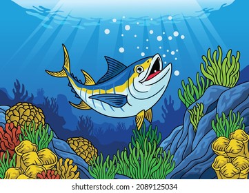 Tuna in the Coral Reef Sea