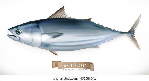 Tuna Fish. 3d Vector Icon. Seafood, Realism Style.