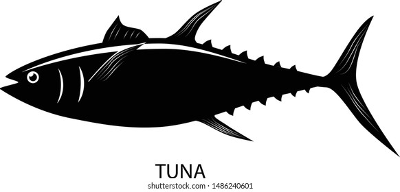 Tuna fish black vector icon