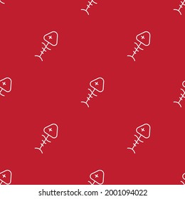 Tuna fish bone doodle seamless pattern, Background doodle illustration.