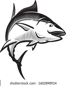 Tuna Fish Calligraphic Style Illustration