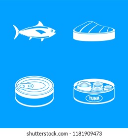 Tuna fish can steak icons set. Simple illustration of 4 tuna fish can steak vector icons for web