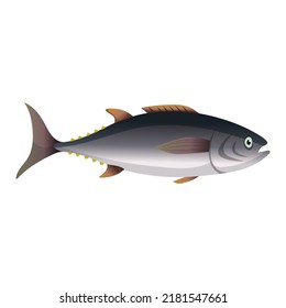 tuna fish cartoon. freash raw, sea food, blue ocean piecem fillet steak tuna fish vector illustration