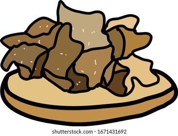 Tuna fish drawing, illustration, vector on white background.