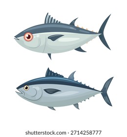 Atún. Clipart de Vector plano, ilustración con fondo aislado.