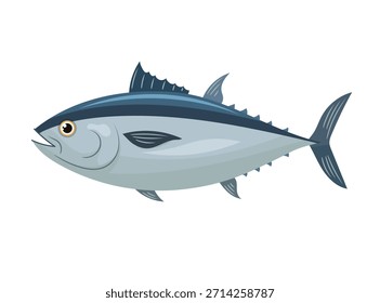 Atún. Clipart de Vector plano, ilustración con fondo aislado.