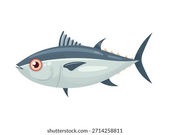 Atún. Clipart de Vector plano, ilustración con fondo aislado.