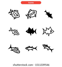 tuna fish icon isolated sign symbol vector illustration - Collection of high quality black style vector icons
