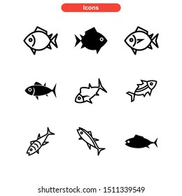tuna fish icon isolated sign symbol vector illustration - Collection of high quality black style vector icons
