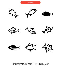 tuna fish icon isolated sign symbol vector illustration - Collection of high quality black style vector icons
