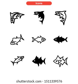 tuna fish icon isolated sign symbol vector illustration - Collection of high quality black style vector icons
