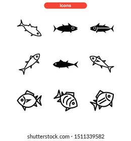 tuna fish icon isolated sign symbol vector illustration - Collection of high quality black style vector icons
