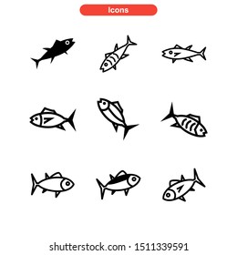 tuna fish icon isolated sign symbol vector illustration - Collection of high quality black style vector icons
