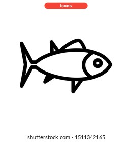 tuna fish icon isolated sign symbol vector illustration - high quality black style vector icons
